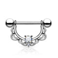 Surgical Steel Nipple Bar CZ Filigree