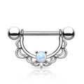 Surgical Steel Nipple Bar Opal Filigree