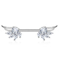 Surgical Steel Nipple Bar Angel Wing Ends