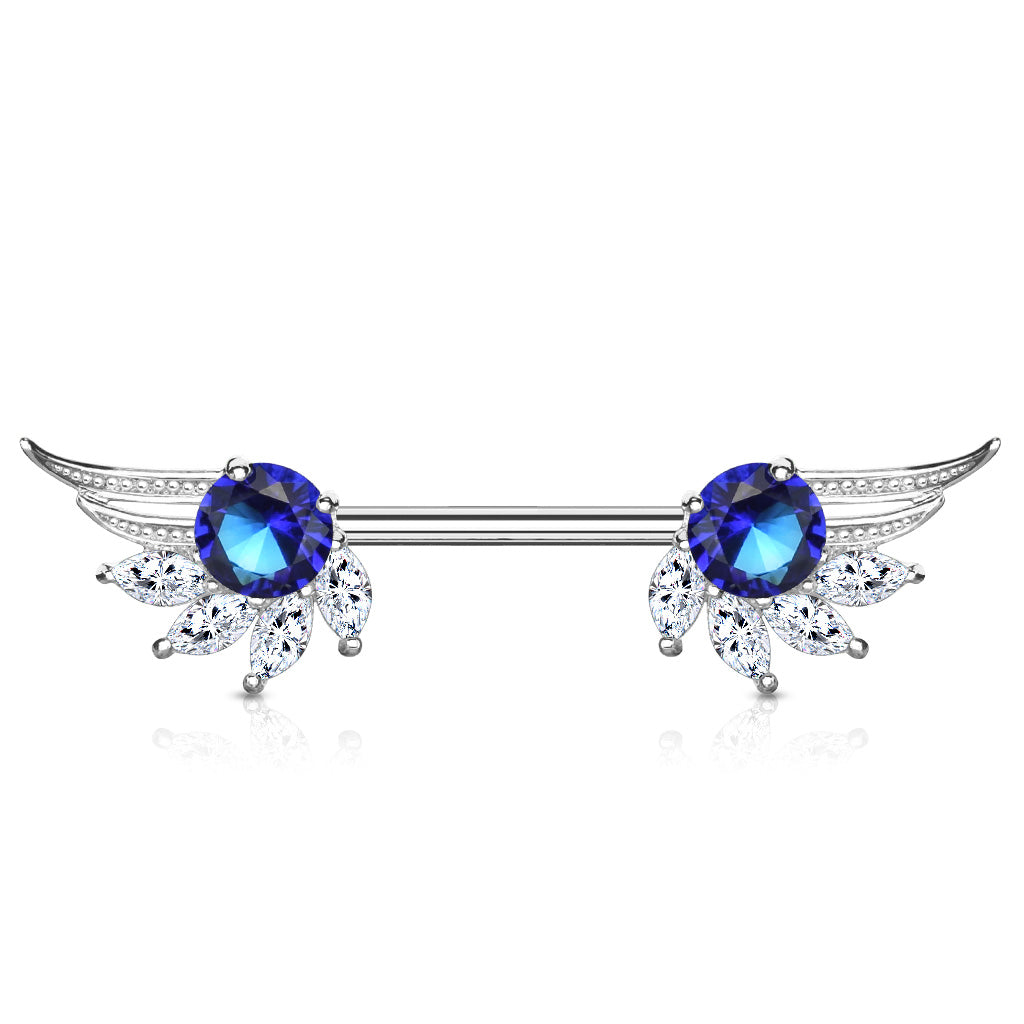 Surgical Steel Nipple Bar Angel Wing Ends