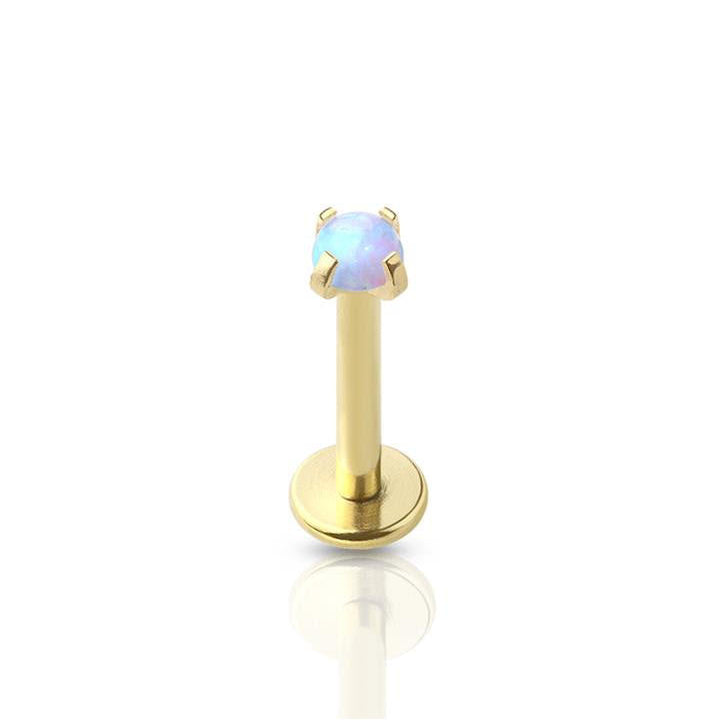 Opal Prong Set Surgical Steel Labret
