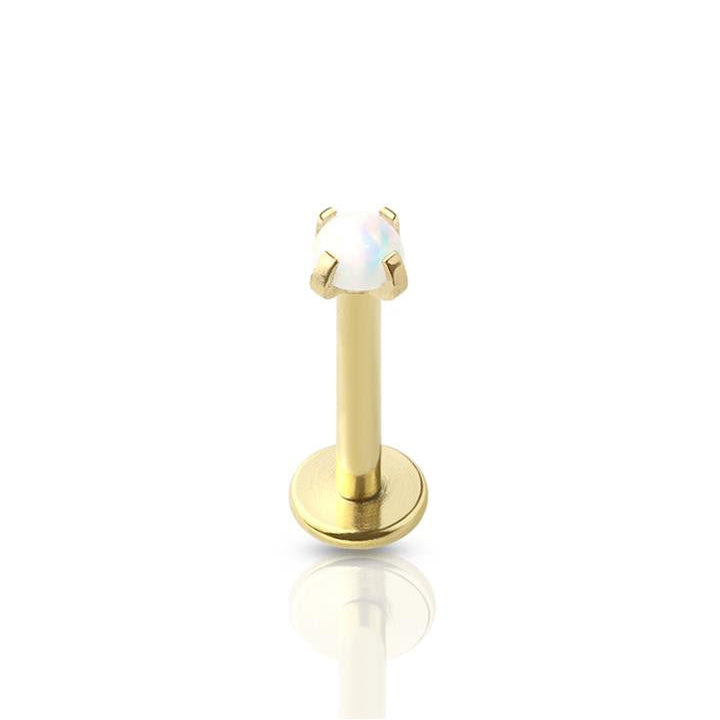Opal Prong Set Surgical Steel Labret