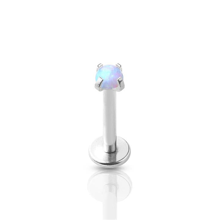 Opal Prong Set Surgical Steel Labret