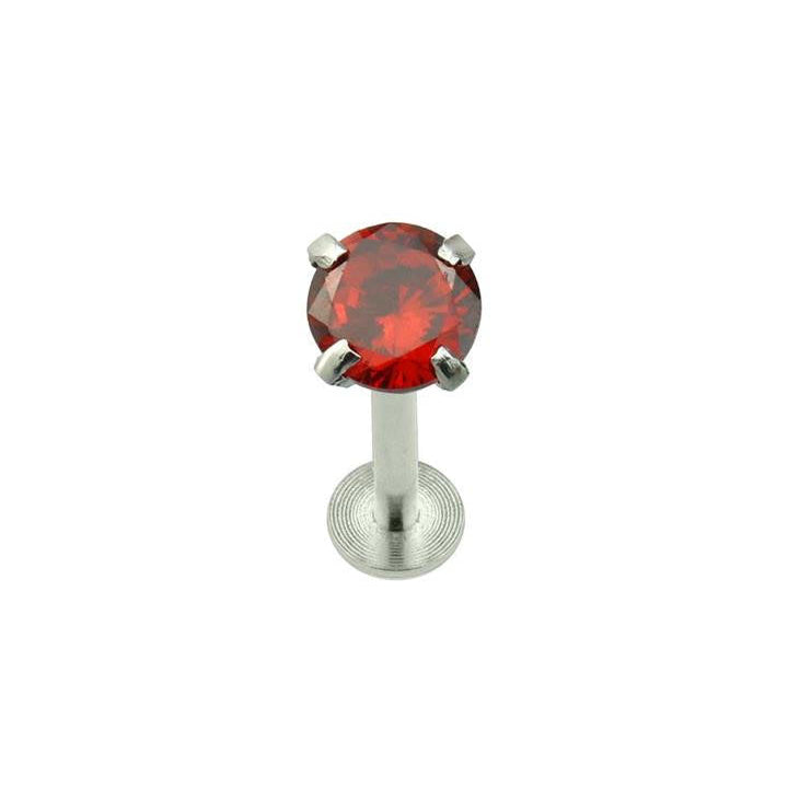 Surgical Steel Round Coloured CZ Labret