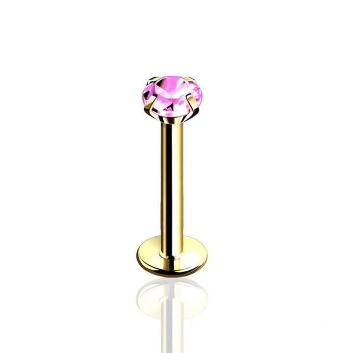 Surgical Steel Round Coloured CZ Labret