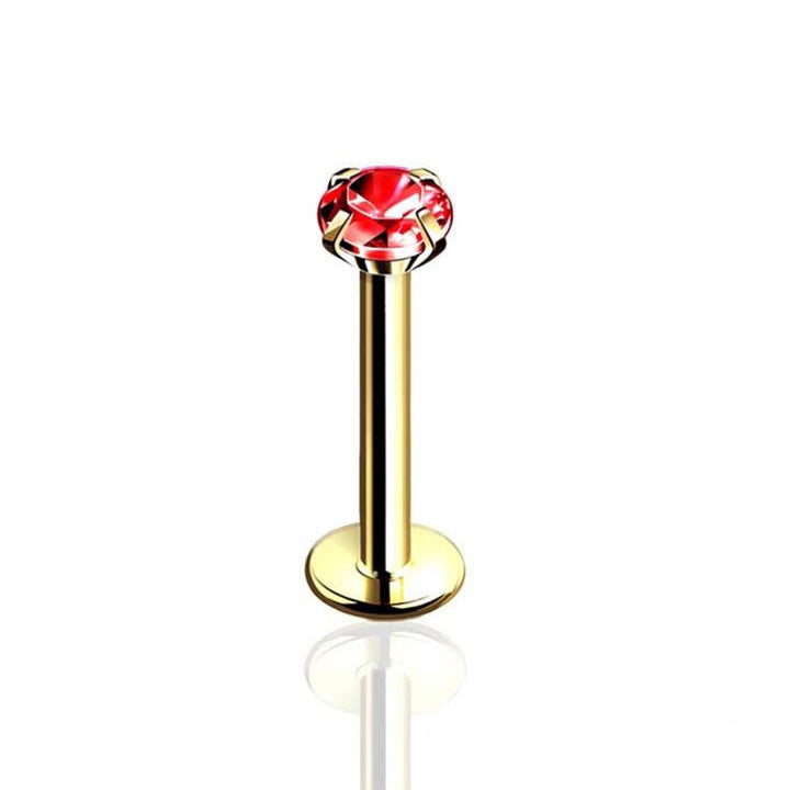 Surgical Steel Round Coloured CZ Labret