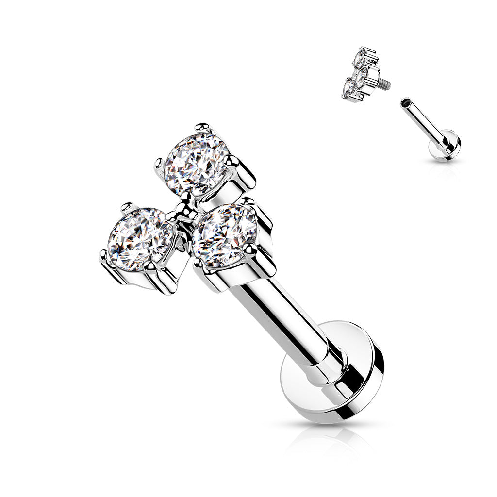 CZ Triangle Surgical Steel Labret
