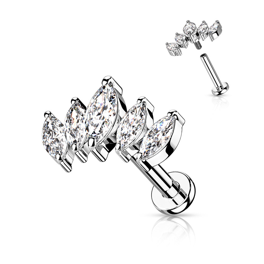 Marquise Fan Surgical Steel Labret