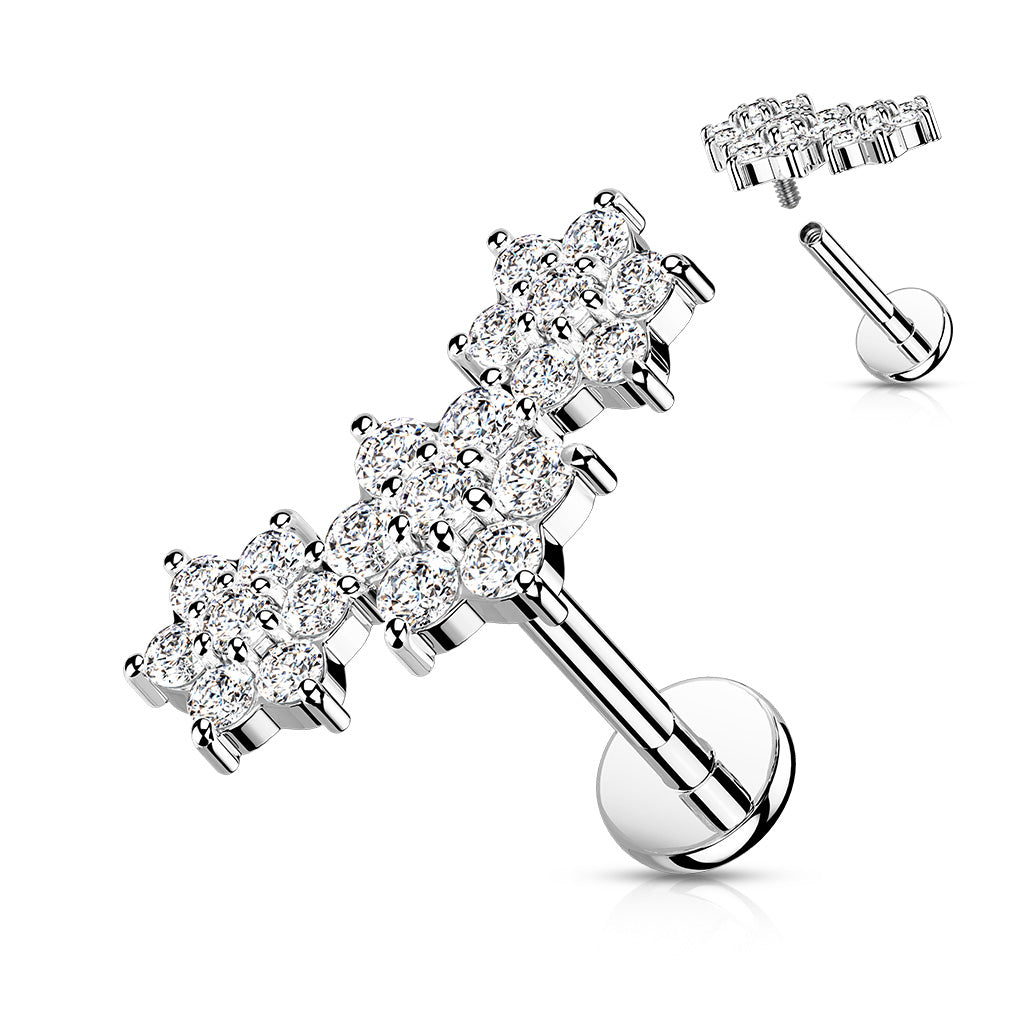CZ Flower Cluster Surgical Steel Labret