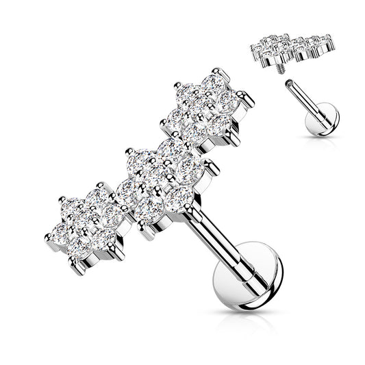CZ Flower Cluster Surgical Steel Labret