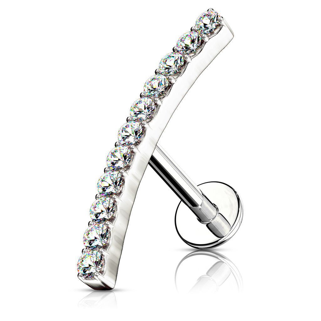 Lined Curved CZ Surgical Steel Labret