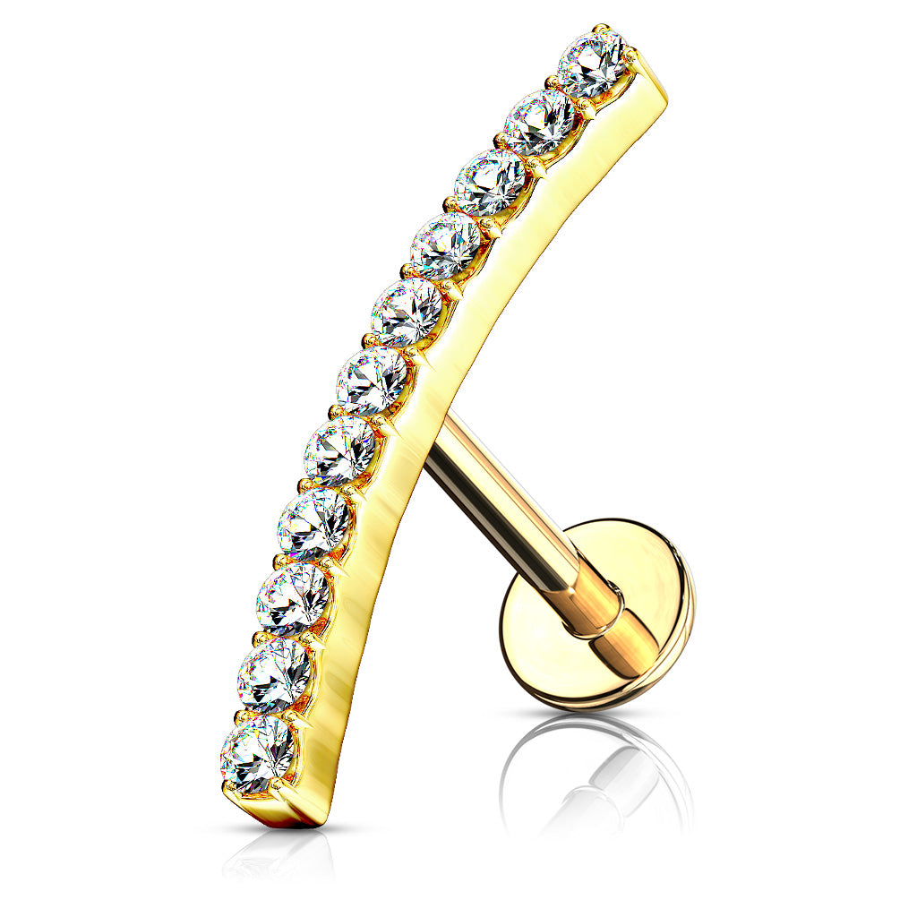Lined Curved CZ Surgical Steel Labret