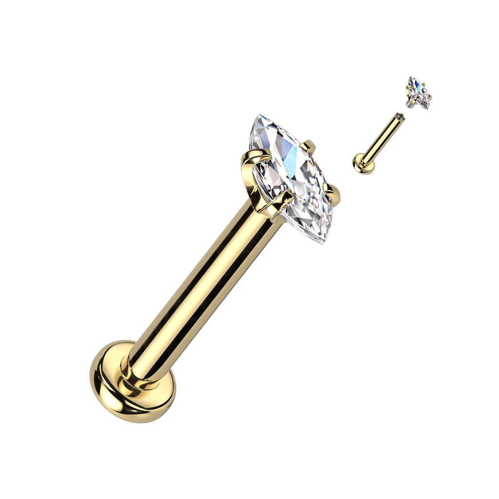 CZ Oval Surgical Steel Labret