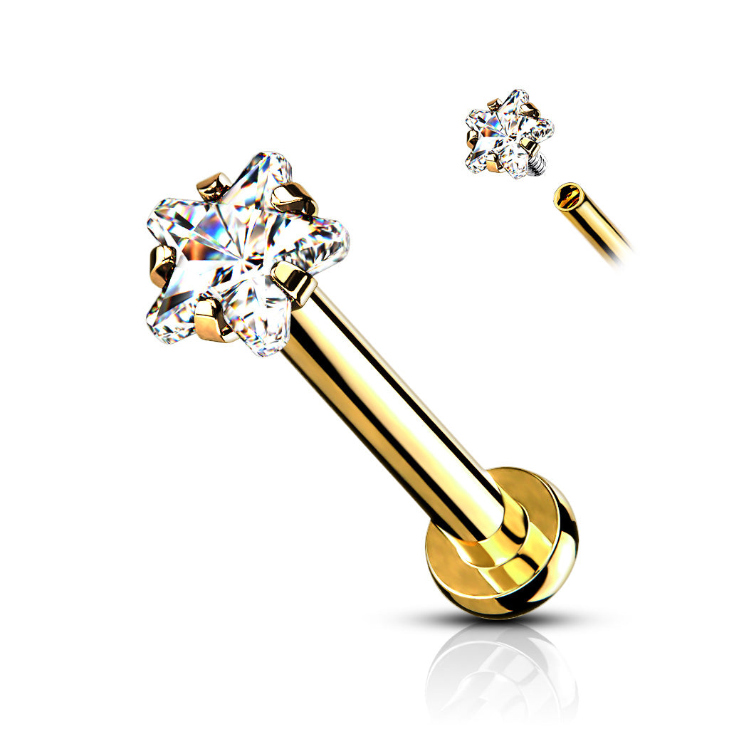 CZ Star Surgical Steel Labret