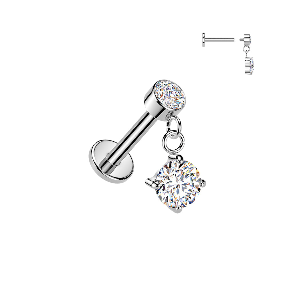 CZ Dangle Surgical Steel Labret