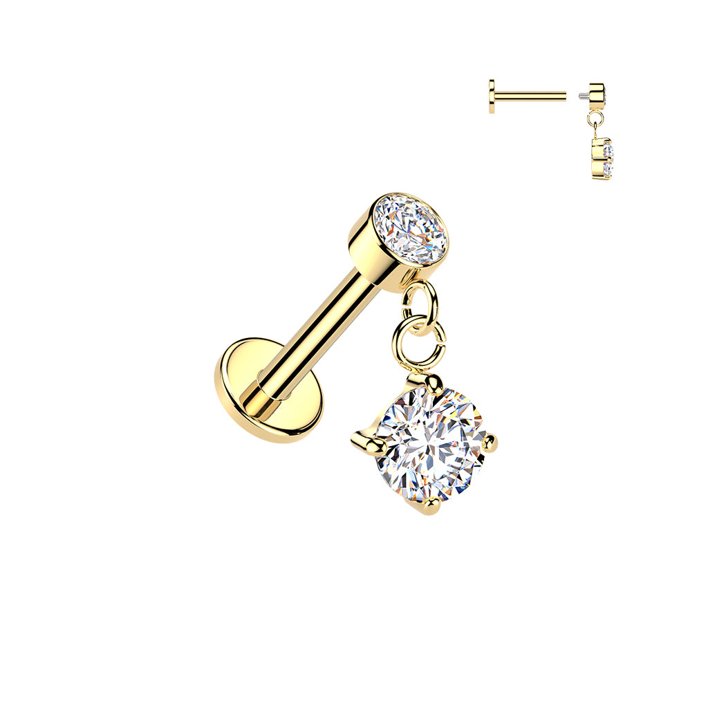 CZ Dangle Surgical Steel Labret
