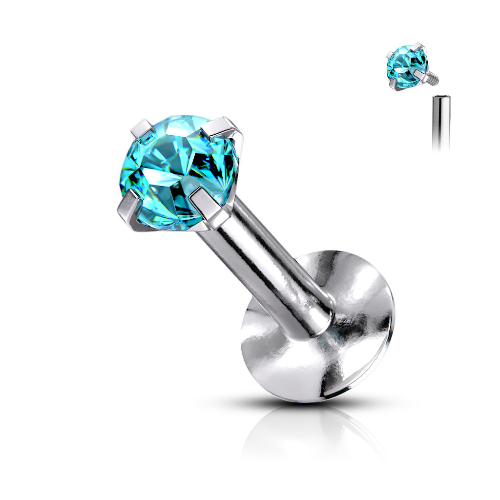 Surgical Steel Round Coloured CZ Labret