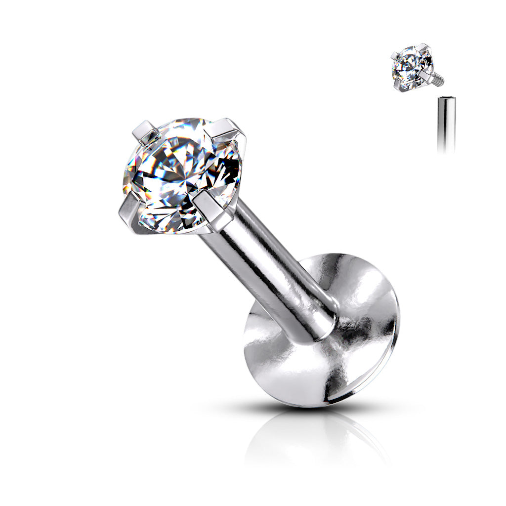 Round CZ Surgical Steel Labret