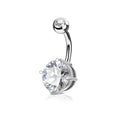 Double Gemmed Solitaire Round CZ Prong Set Belly Bar