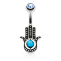 Blue Howlite Hamsa Belly Bar - F7