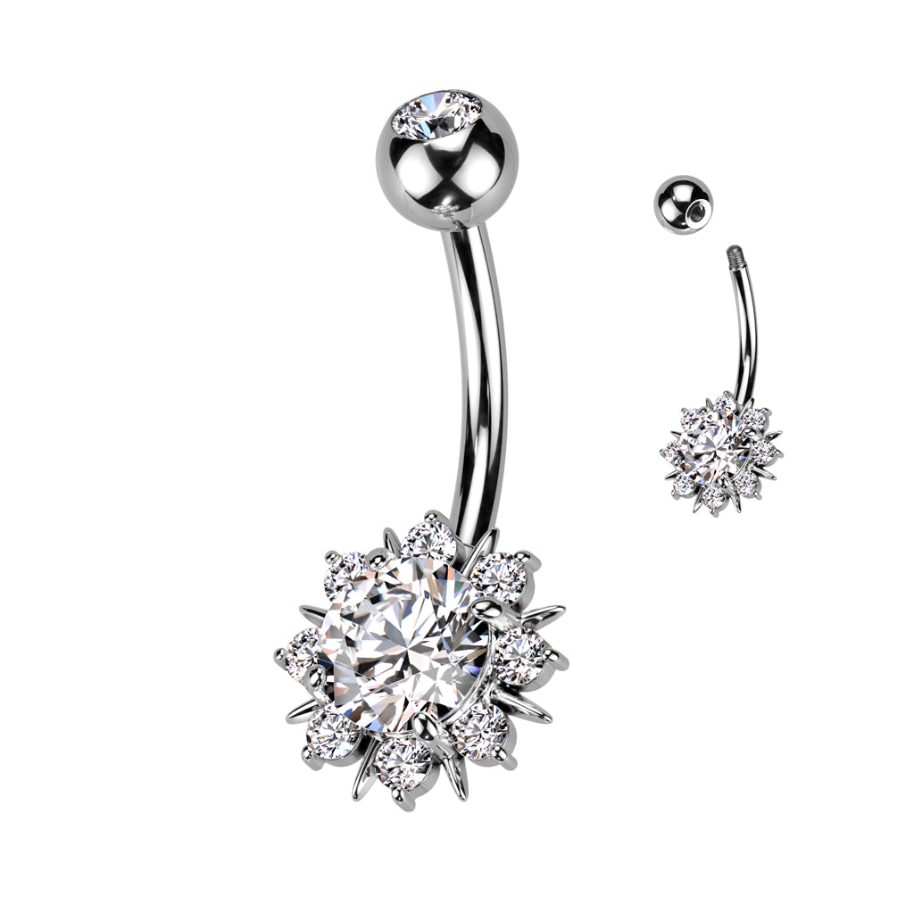 Quartz Floral Belly Bar -D18