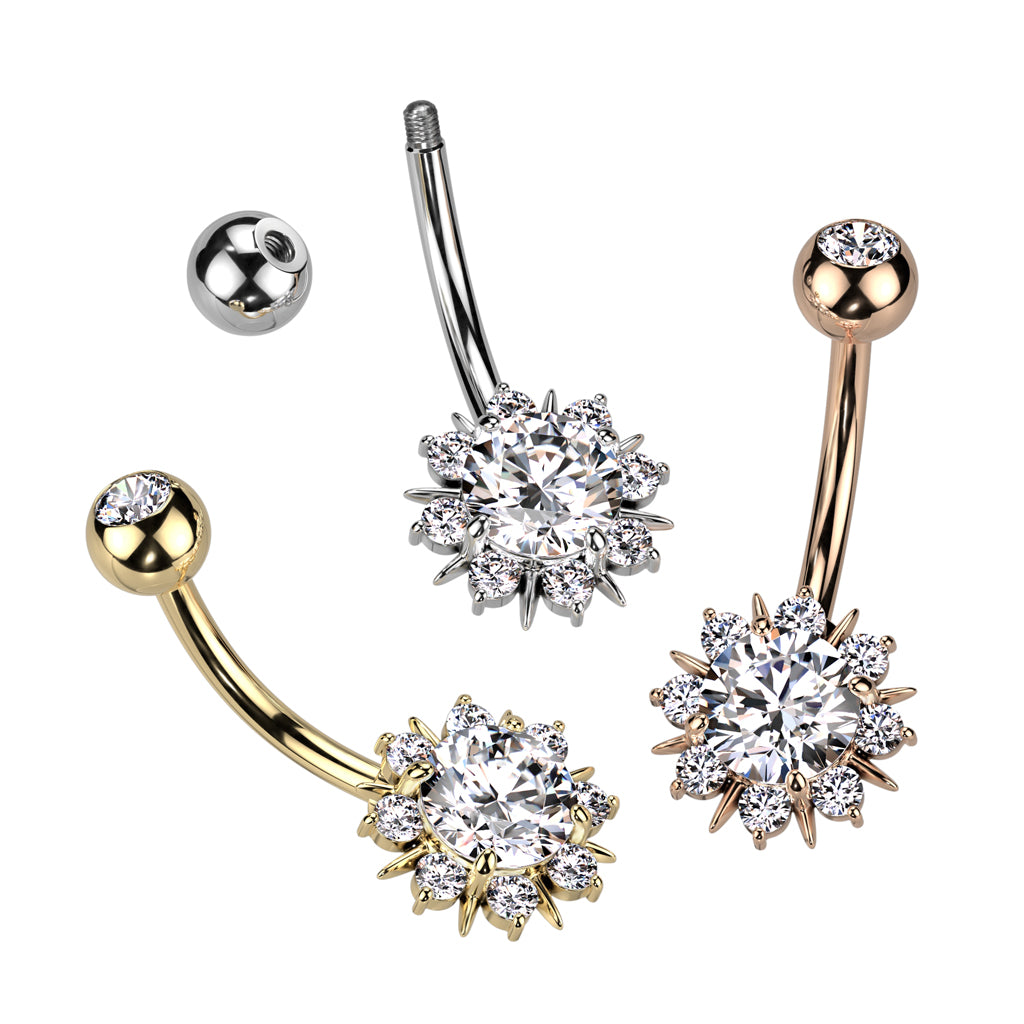 Quartz Floral Belly Bar -D18