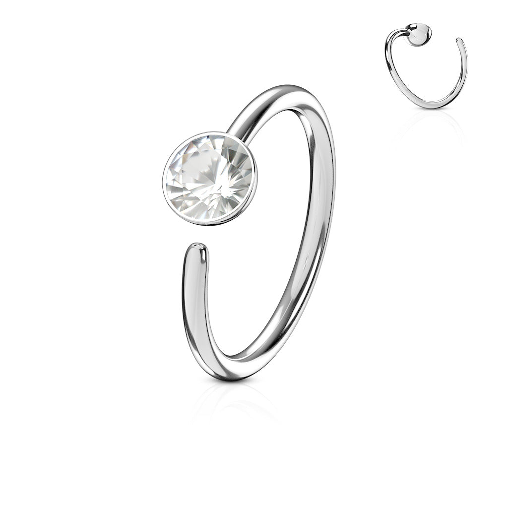 Single CZ Surgical Steel Nose Ring