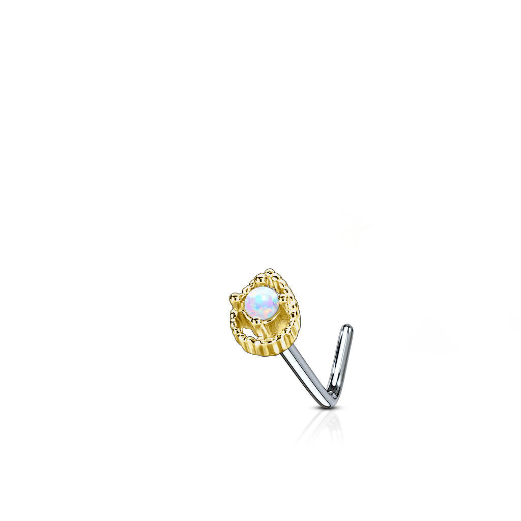 Tear Drop Opal Surgical Steel Nose L Bend