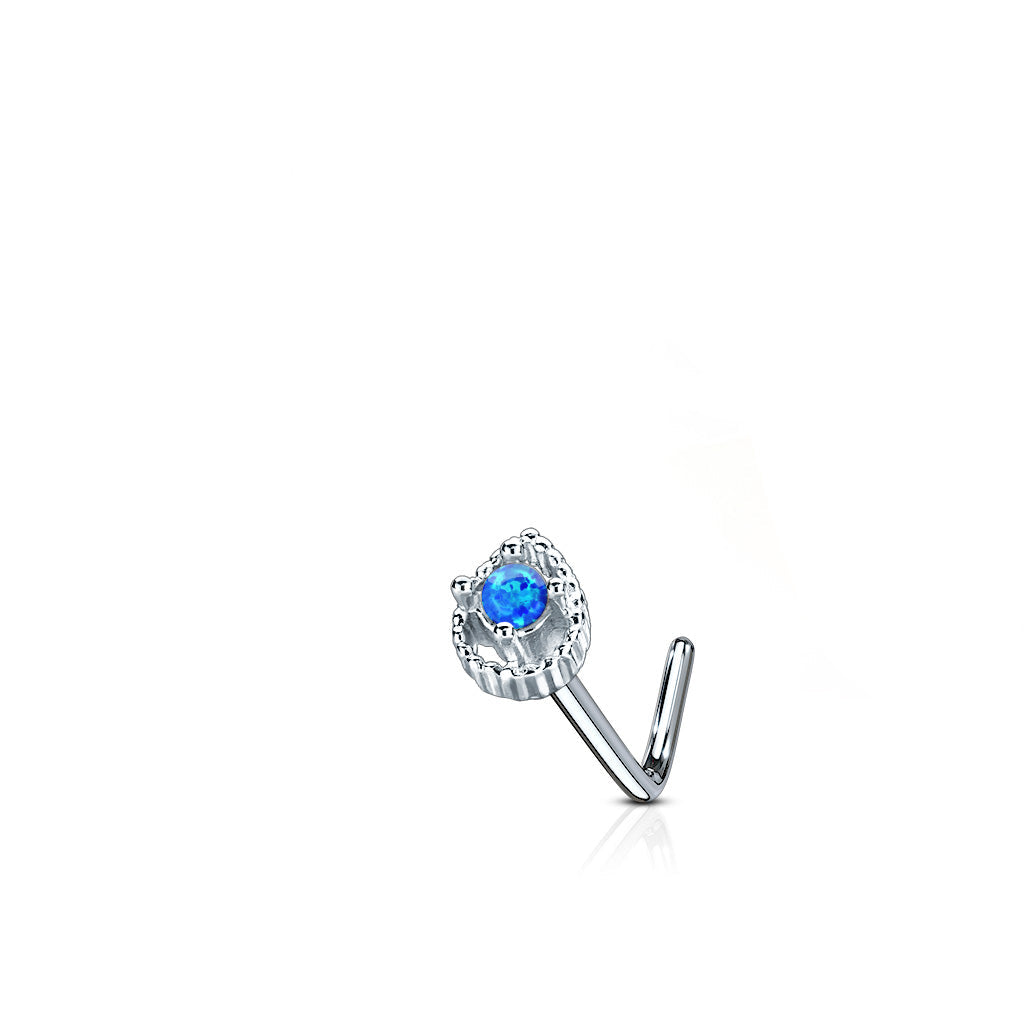 Tear Drop Opal Surgical Steel Nose L Bend