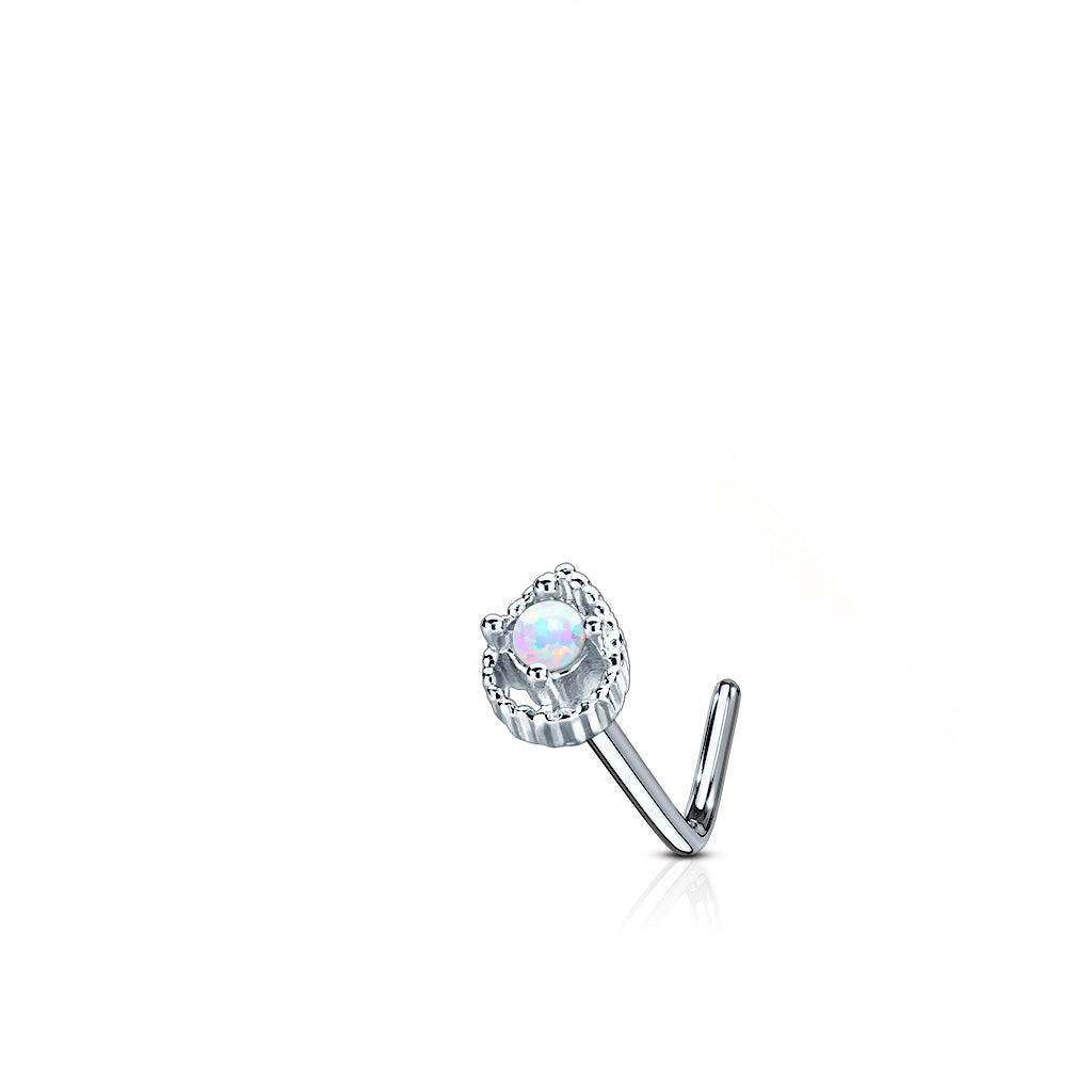 Tear Drop Opal Surgical Steel Nose L Bend