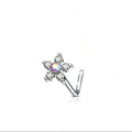 6 CZ Flower Surgical Steel Nose L Bend