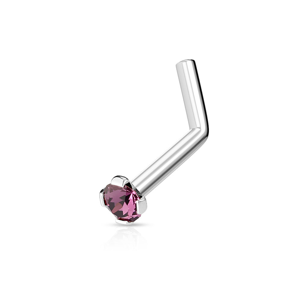 Prong Set Surgical Steel Nose L Bend Stud - H18