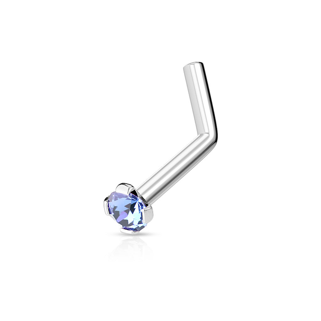 Prong Set Surgical Steel Nose L Bend Stud - H18