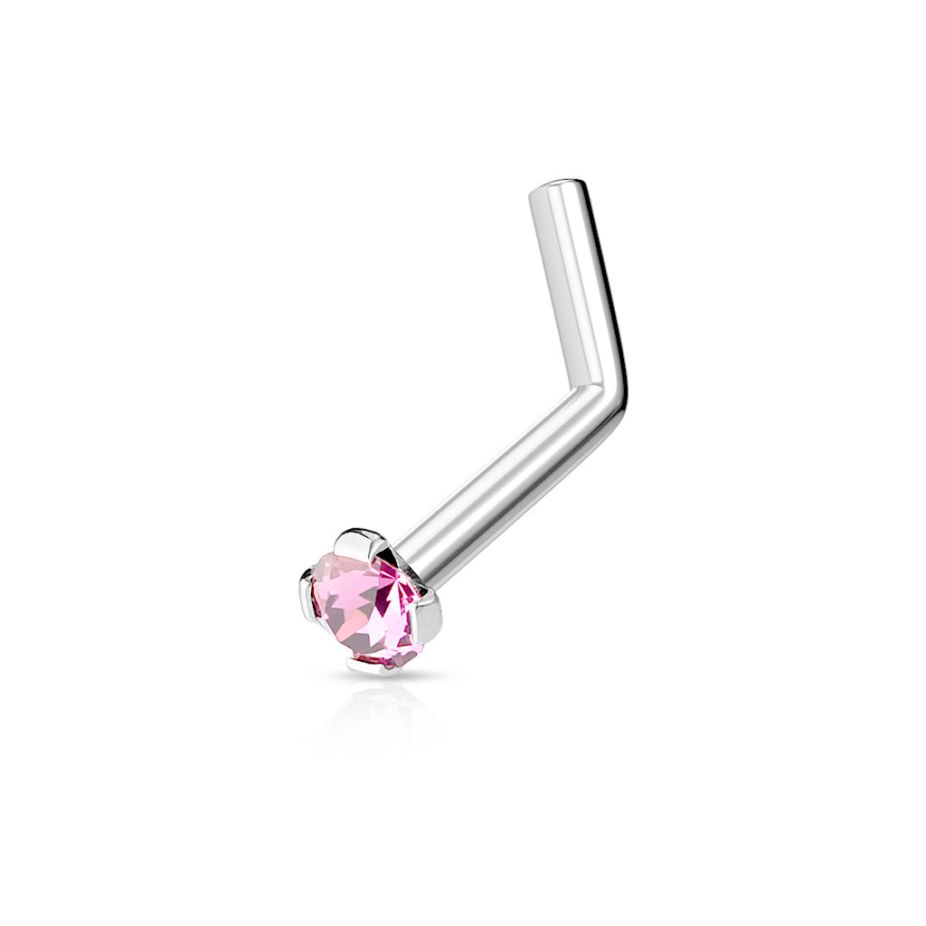 Prong Set Surgical Steel Nose L Bend Stud - H18
