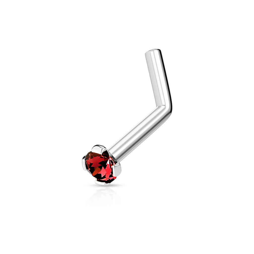 Prong Set Surgical Steel Nose L Bend Stud - H18