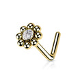 Beaded Ball with CZ Center Surgical Steel L Bend Nose Stud