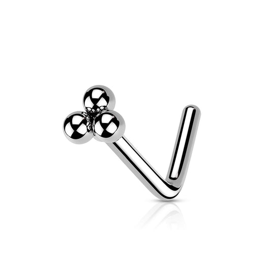 Triangular Ball Cluster Surgical Steel Nose L Bend