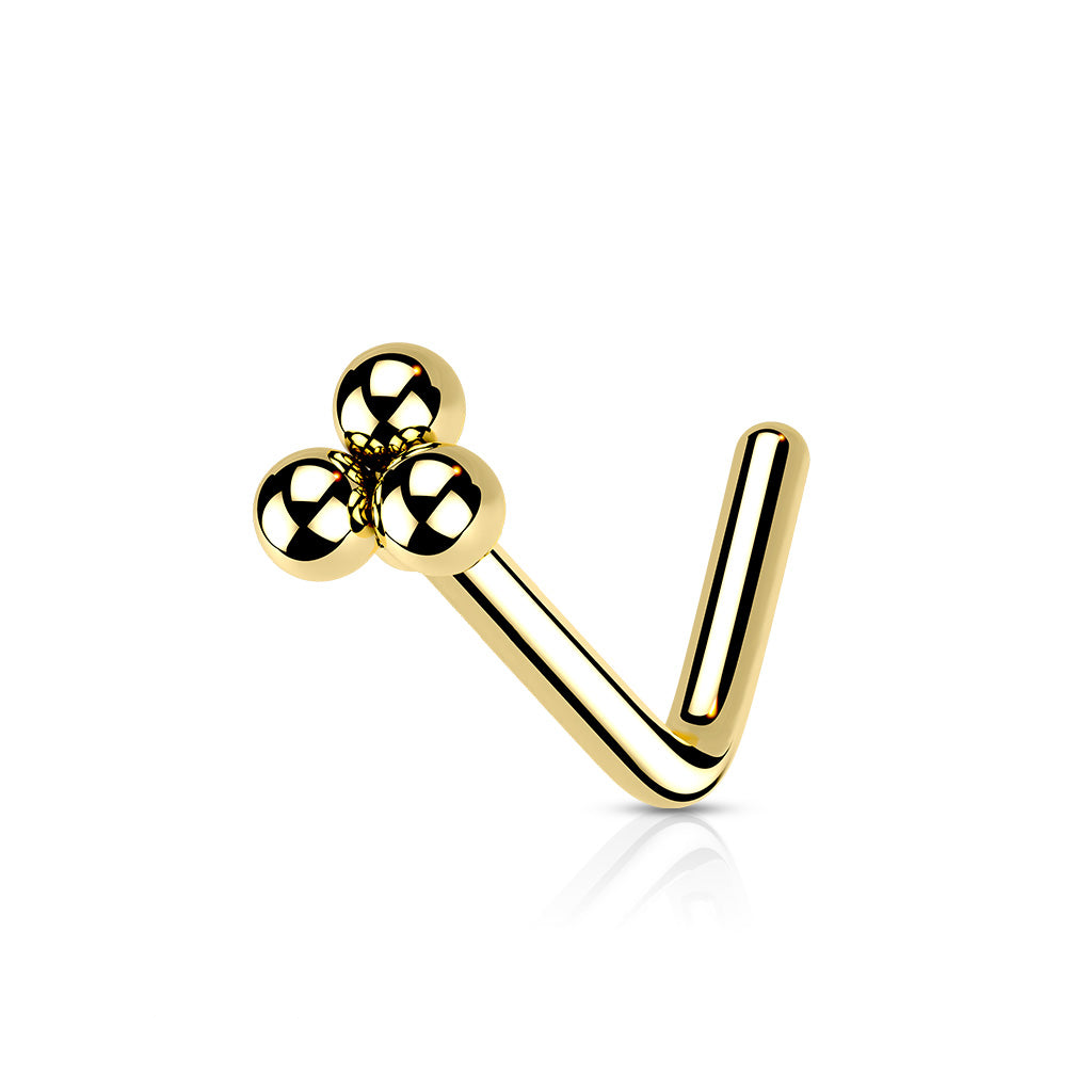 Triangular Ball Cluster Surgical Steel Nose L Bend