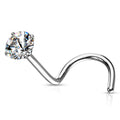Prong Set Round CZ Surgical Steel Nose Screw