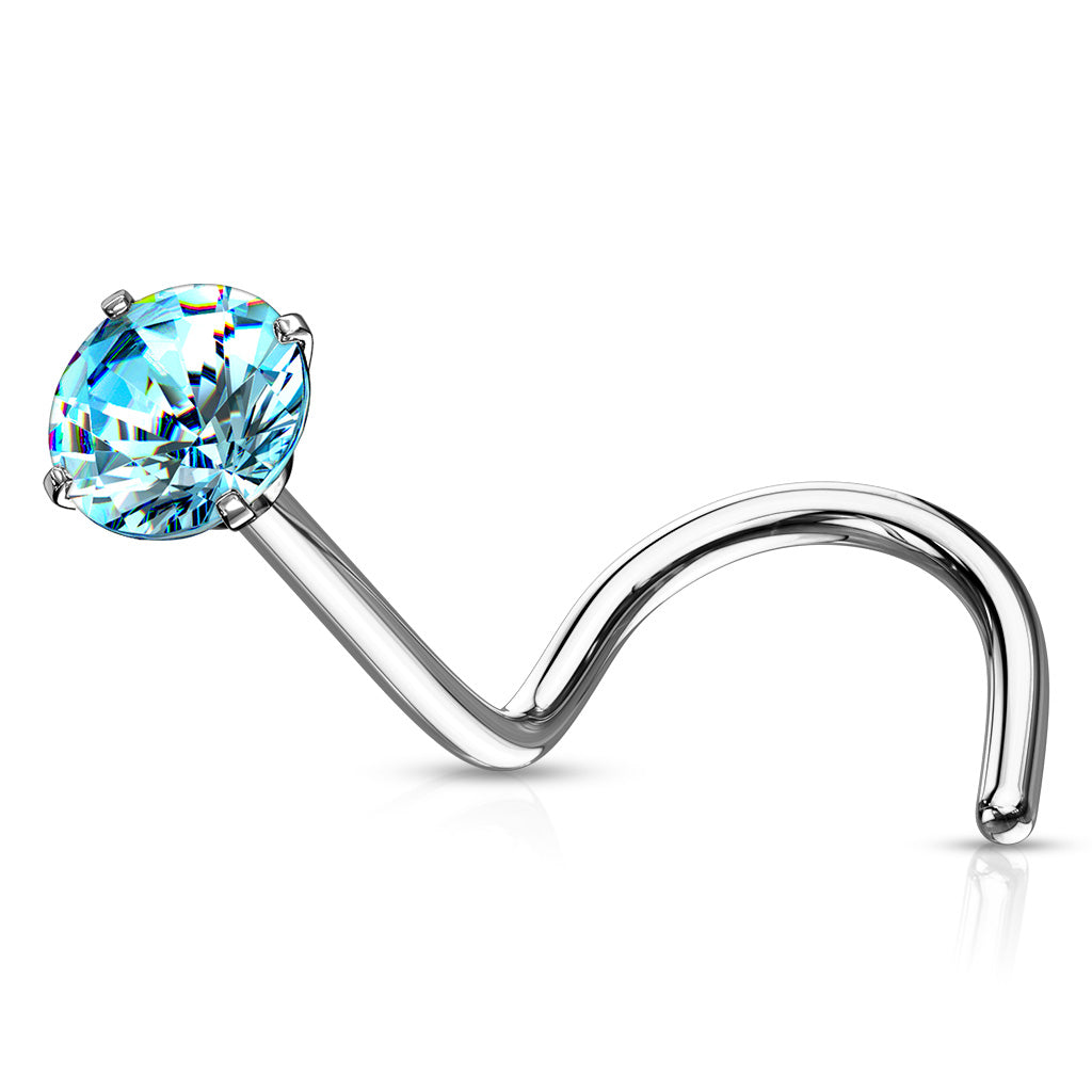 Prong Set Round CZ Surgical Steel Nose Screw