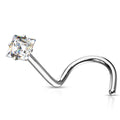 Square CZ Surgical Steel Nose Screw