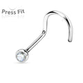 Bezel Set Round CZ Surgical Steel Nose Screw