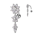 Surgical Steel Belly Bar CZ Flower Top Drop Dangle
