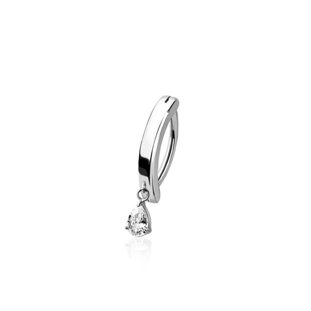 Surgical Steel CZ Teardrop Clicker Belly Bar