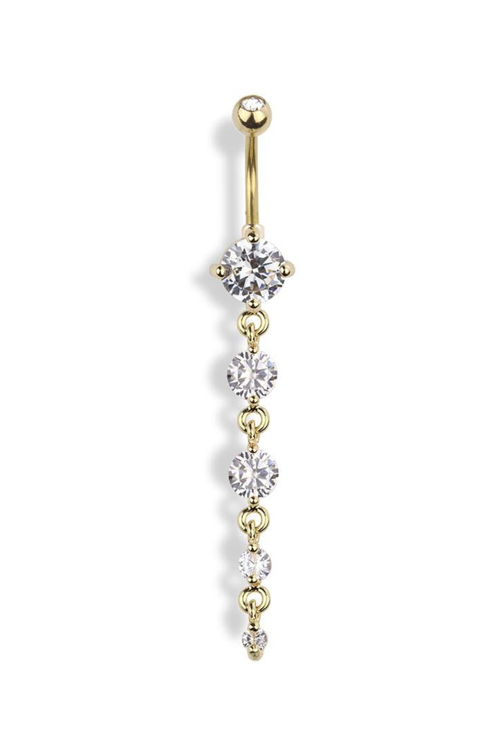 Surgical Steel 5 Gem Cascade Dangle Belly Bar