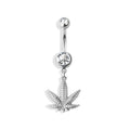 Surgical Steel Belly Bar Detailed Leaf Dangle