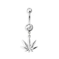 Surgical Steel Belly Bar Plain Leaf Dangle