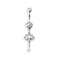 Surgical Steel Belly Bar Lotus Dangle