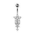 Surgical Steel Belly Bar Flower and Butterfly Dangle