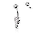 Surgical Steel Belly Bar Triple CZ Round Cluster